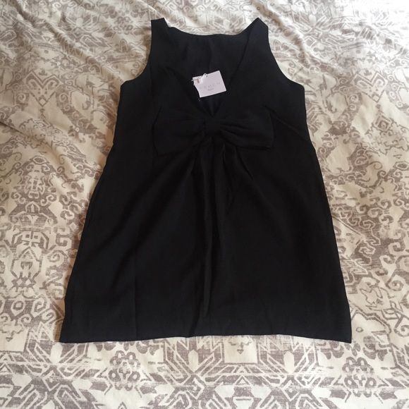 NWT FRNCH Black Mini Dress w/ Low Back, Bow Detail - Picture 4 of 7